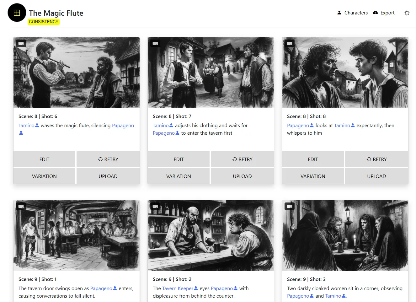 Magic Flute character maintaining visual consistency